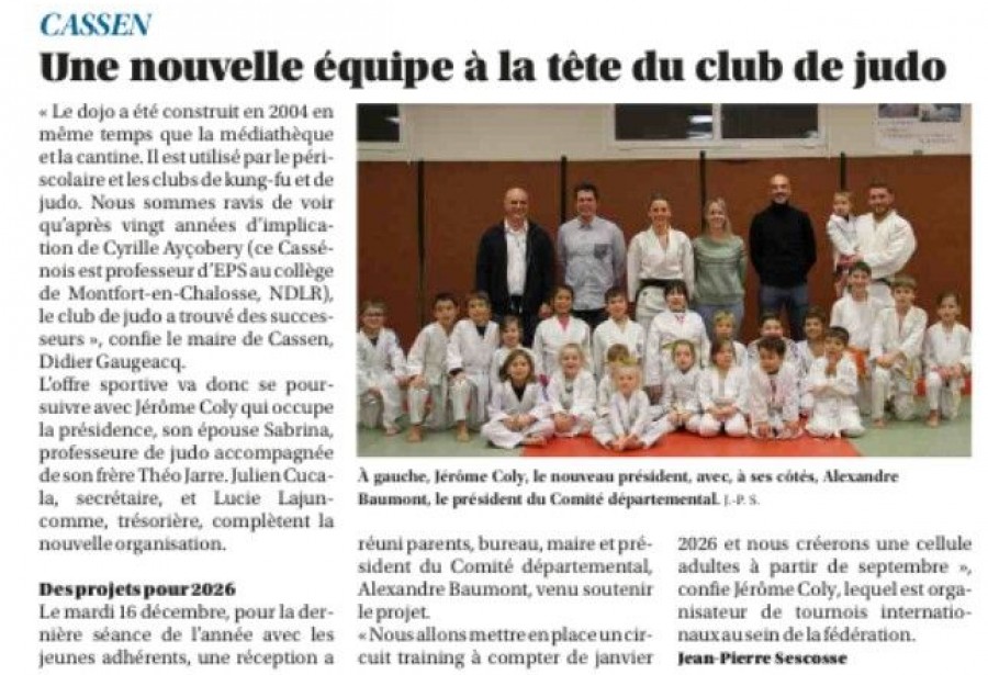 Un nouveau chapitre s'ouvre pour le Judo Club Cassen Chalosse !